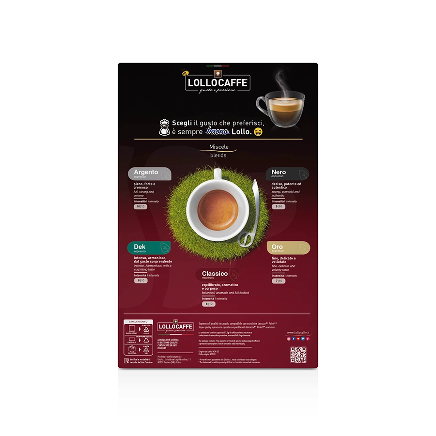 Capsule Lollo Caffè Classico compatibili Lavazza Espresso Point 100