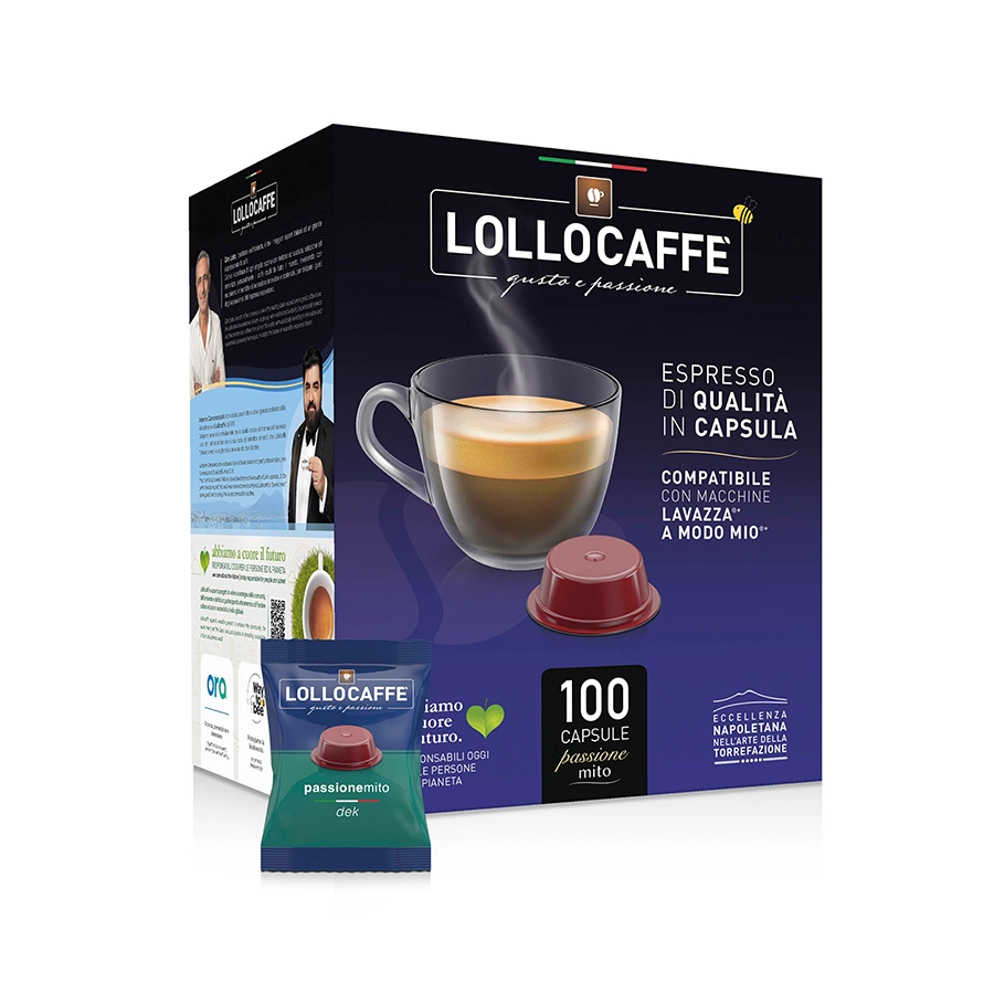 Capsule Lollo Caffè Decaffeinato Passione Mio compatibili Lavazza A Modo Mio 100