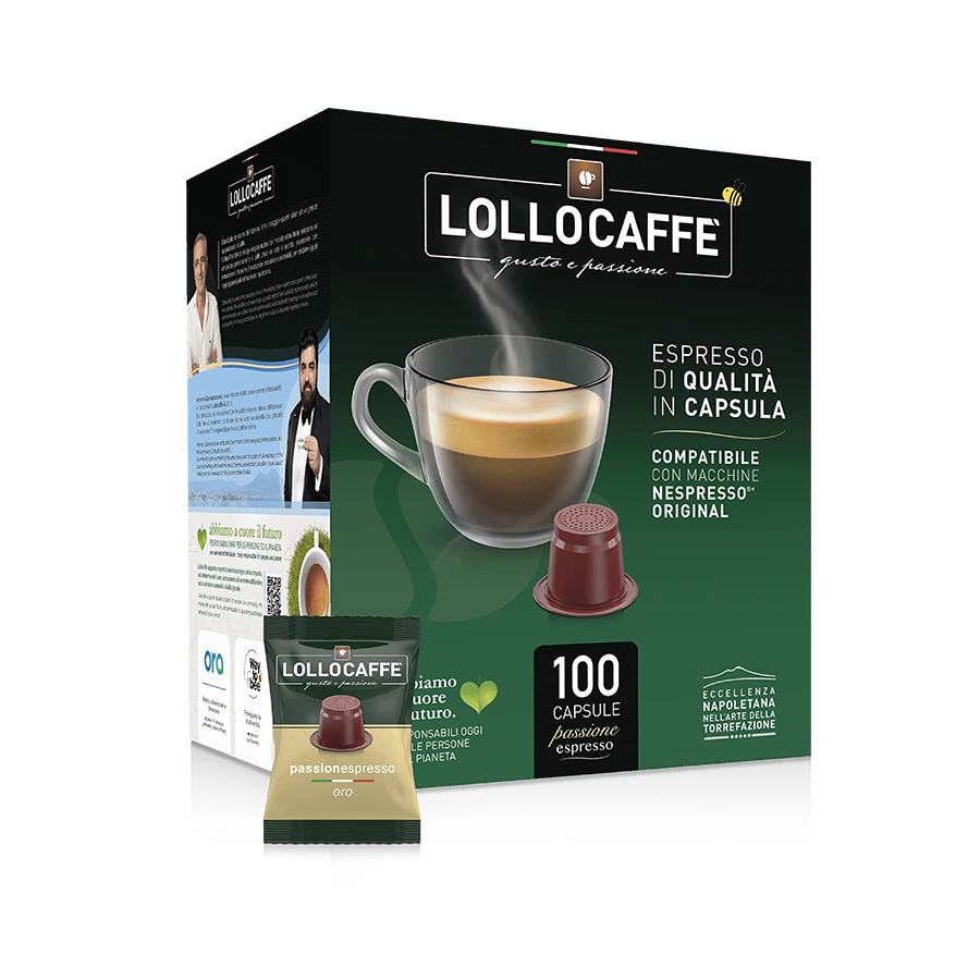 Capsule Lollo Caffè Oro Passionespresso compatibili Nespresso 100