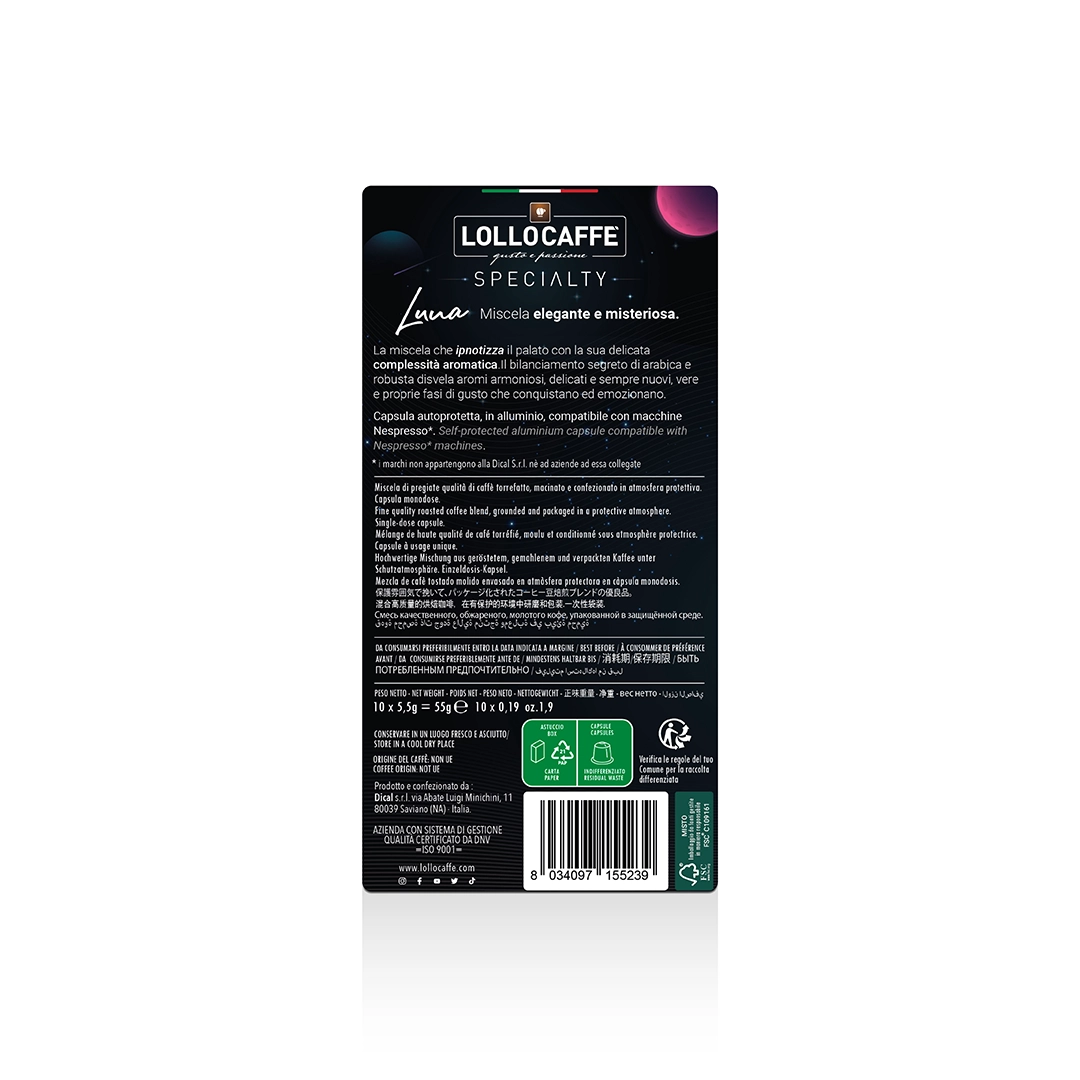 Capsule Lollo Caffè Specialty Luna compatibili Nespresso Alluminio 10