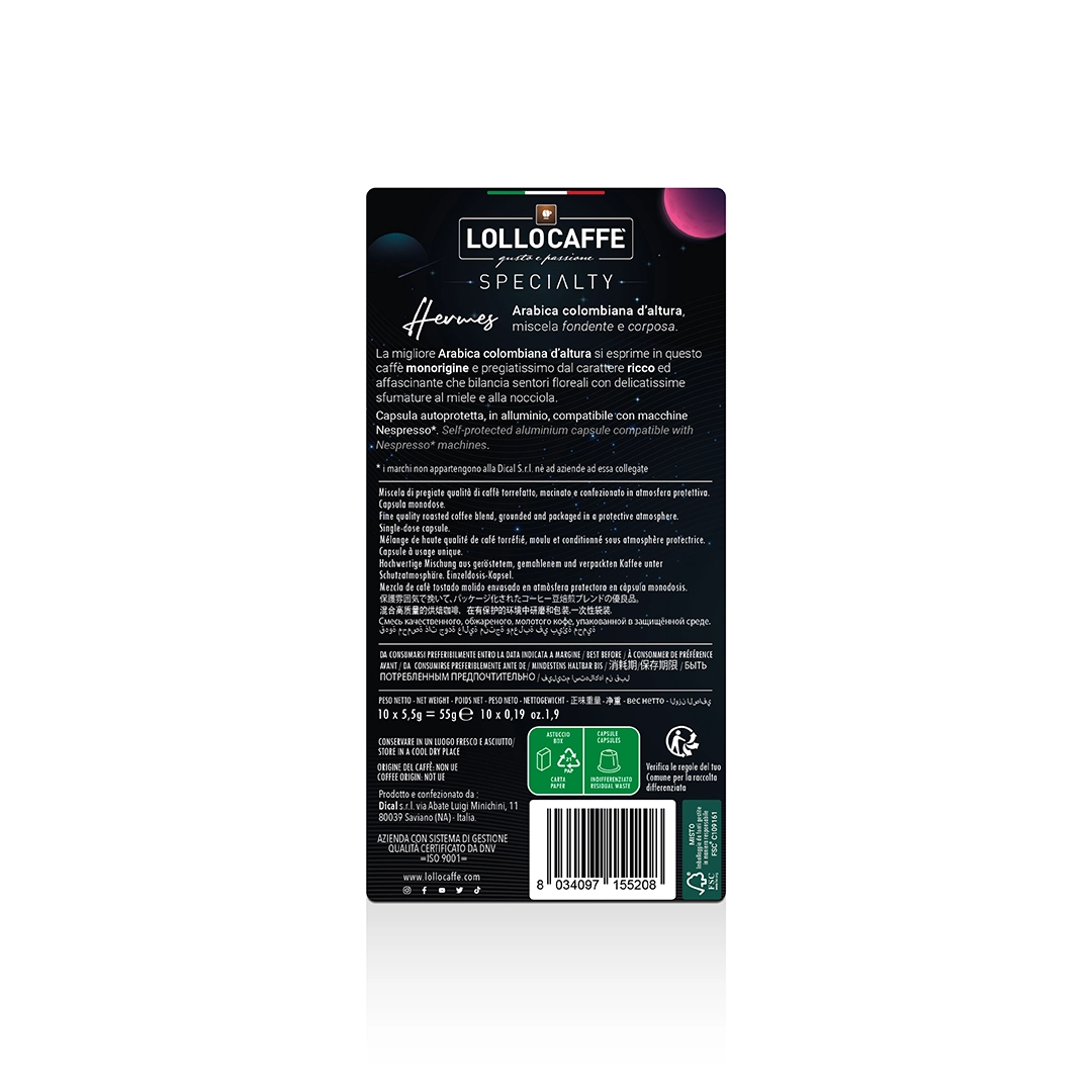 Capsule Lollo Caffè Specialty Hermes compatibili Nespresso Alluminio 10