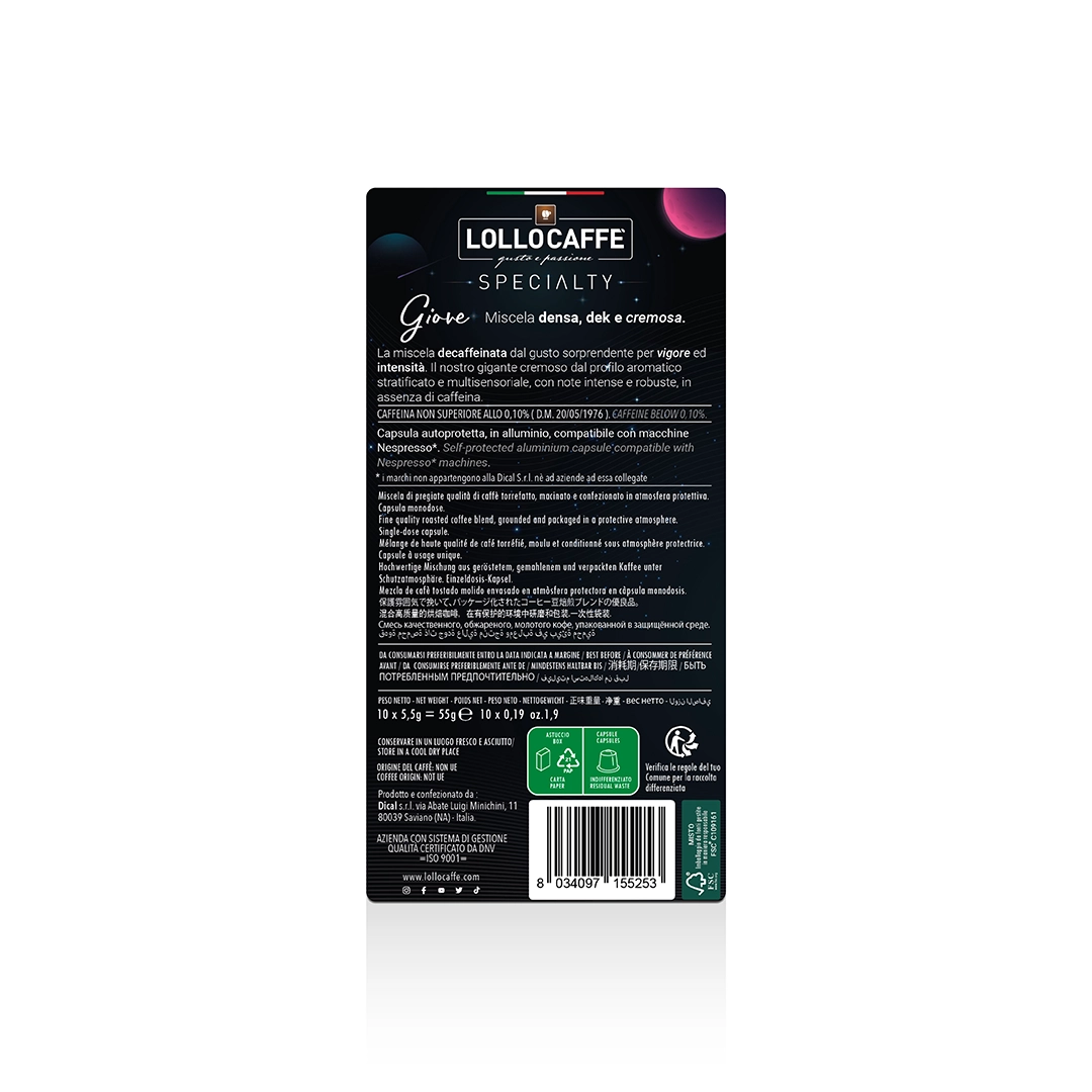Capsule Lollo Caffè Specialty Giove compatibili Nespresso Alluminio 10