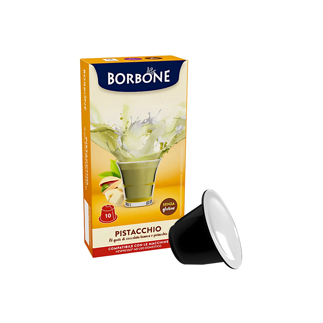 Capsule Borbone Compatibili Nespresso Cioccolato Bianco e Pistacchio 10