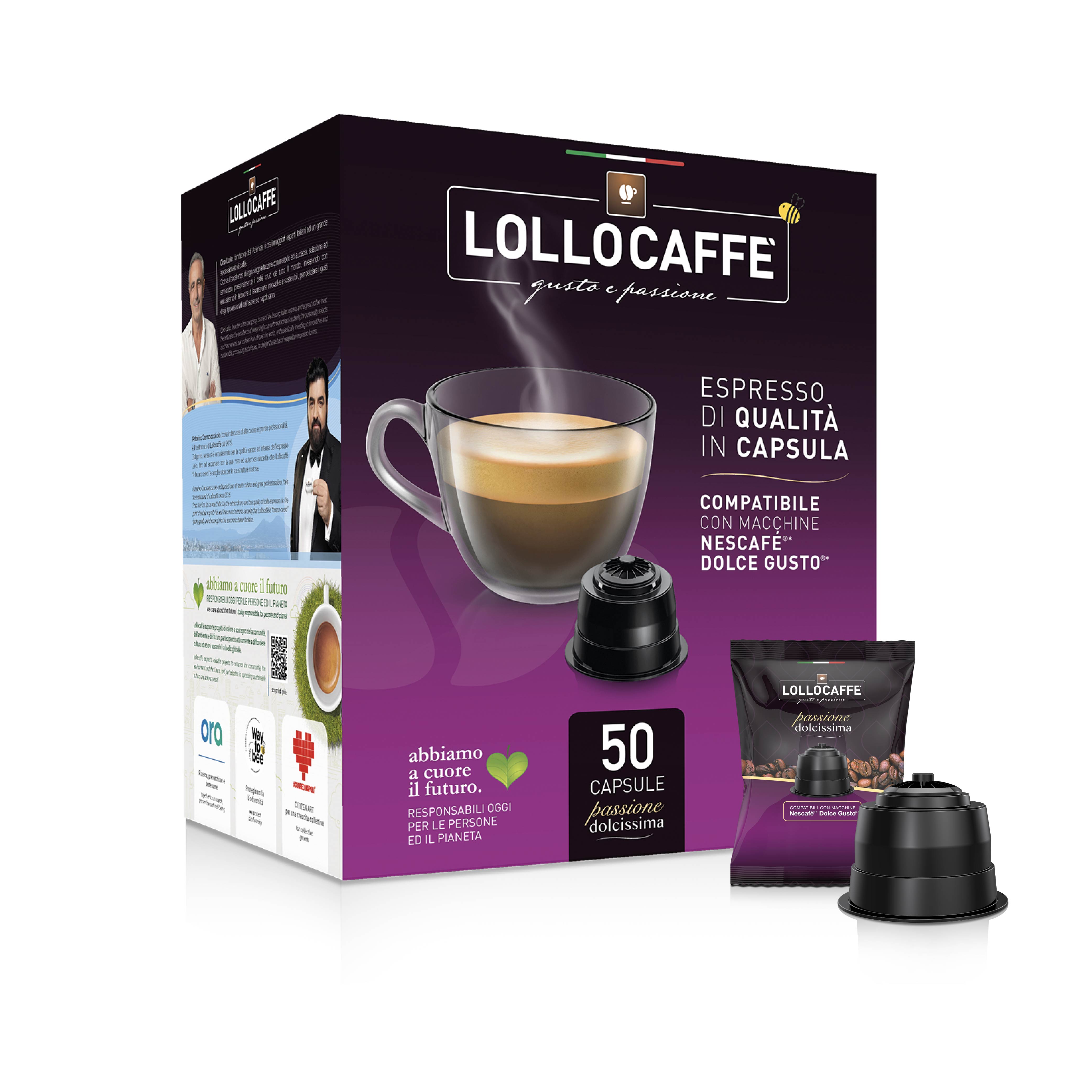 Capsule Lollo Caffè Compatibili Nescafè Dolce Gusto Decaffeinato 50